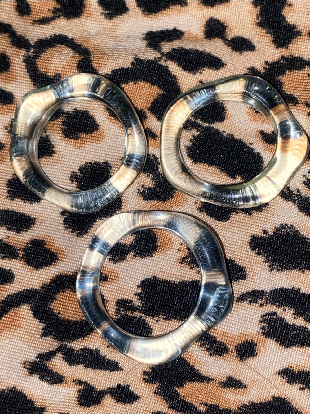 Clearish, blueish acrylic rings